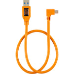 Tether Tools TetherPro USB 2.0 Type-A to 5-Pin Mini-USB Right Angle Adapter Cable | High Visibility Orange, 20"