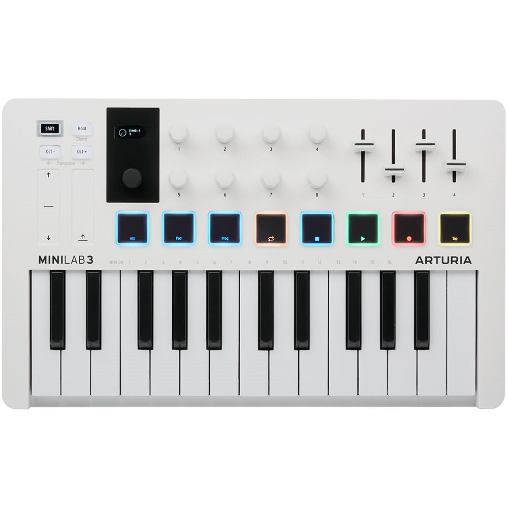 Arturia MiniLab 3 Compact MIDI Keyboard and Pad Controller | White