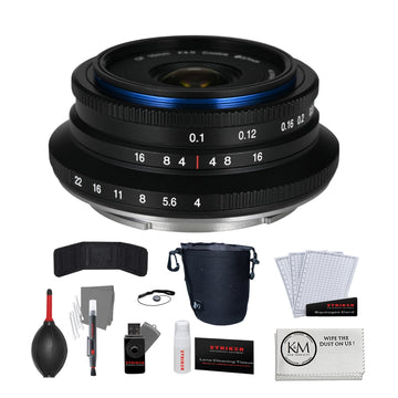 Laowa Venus Optics 10mm f/4 Cookie Lens | FUJIFILM X | Black + Keep Co. Lens Pouch | Medium + K&M Camera Cleaning Cloth + Striker Photo Kit (11 Pieces) Bundle