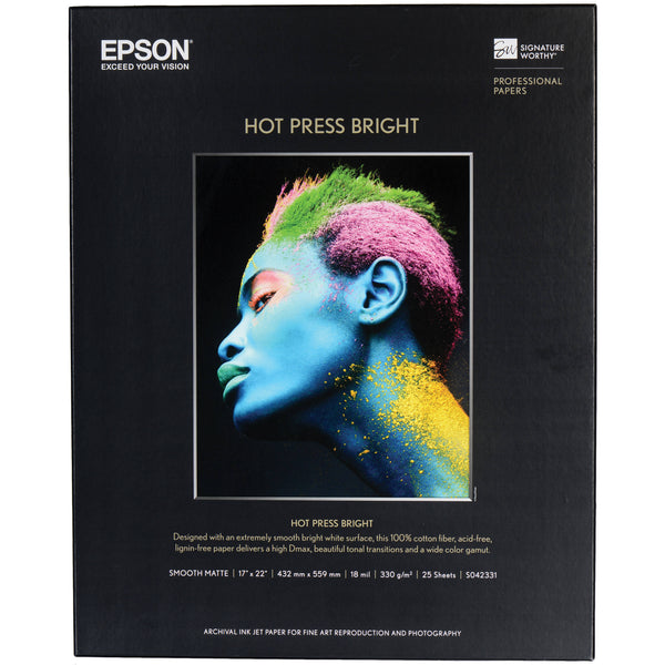 Epson Hot Press Bright Paper | 17 x 22", 25 Sheets