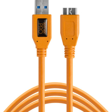 Tether Tools TetherPro USB 3.0 Male Type-A to USB 3.0 Micro-B Cable | 15', Orange