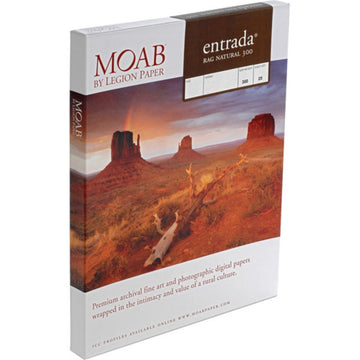 Moab Entrada Rag Natural 300 Paper | A2 16.5 x 23.4", 25 Sheets