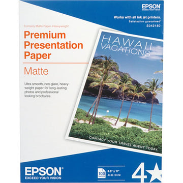 Epson Premium Presentation Paper Matte | 8.5 x 11", 100 Sheets