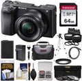 Sony Alpha A6400 4K Wi-Fi Digital Camera & 16-50mm Lens with 64GB Card + Battery + Charger + Case + Tripod + 2 Lens Kit