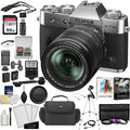 FUJIFILM X-T30 II Mirrorless Digital Camera | 18-55mm Lens | Silver + Filters + Cleaning Kit + Memory Card and Case + Screen Protectors + Camera Case + Memory Card Reader + Cap Keeper + Battery and Charger+ Photo Bundle+ Flash w/ Bracket Bundle