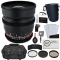 Rokinon 16mm T2.2 Cine Lens for Sony A + 3-Piece Filter Set + Lens Pouch+ Starter Kit + Cleaning Cloth + Camera Bag Bundle