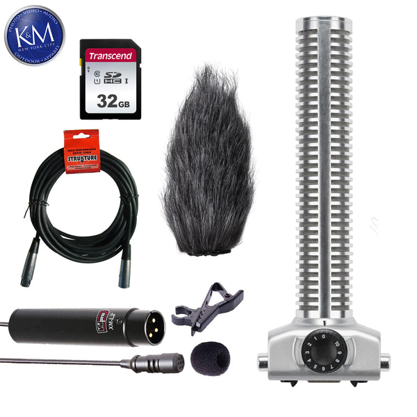 Zoom SGH-6 Shotgun Microphone Capsule for H5 and H6 Recorders with 32GB SD Card, Lavalier Mic & XLR Cable Bundle