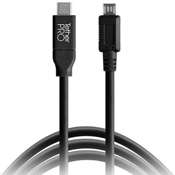 Tether Tools TetherPro USB Type-C Male to 5-Pin Micro-USB 2.0 Type-B Male Cable | 15', Black
