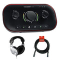 Focusrite Vocaster Two + All-Purpose Headphones + 20-Feet XLR Microphone Cable Bundle