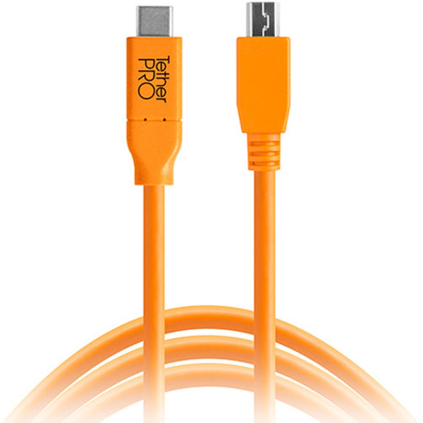 Tether Tools TetherPro USB Type-C Male to 5-Pin Micro-USB 2.0 Type-B Male Cable | 15', Orange