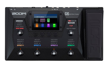 ZOOM G6 Guitar Multi Effects Processor Stomp Pedal + Zoom BTA-1 Bluetooth Adapter + 4 x Instrument Cables + Over the ear Headphones