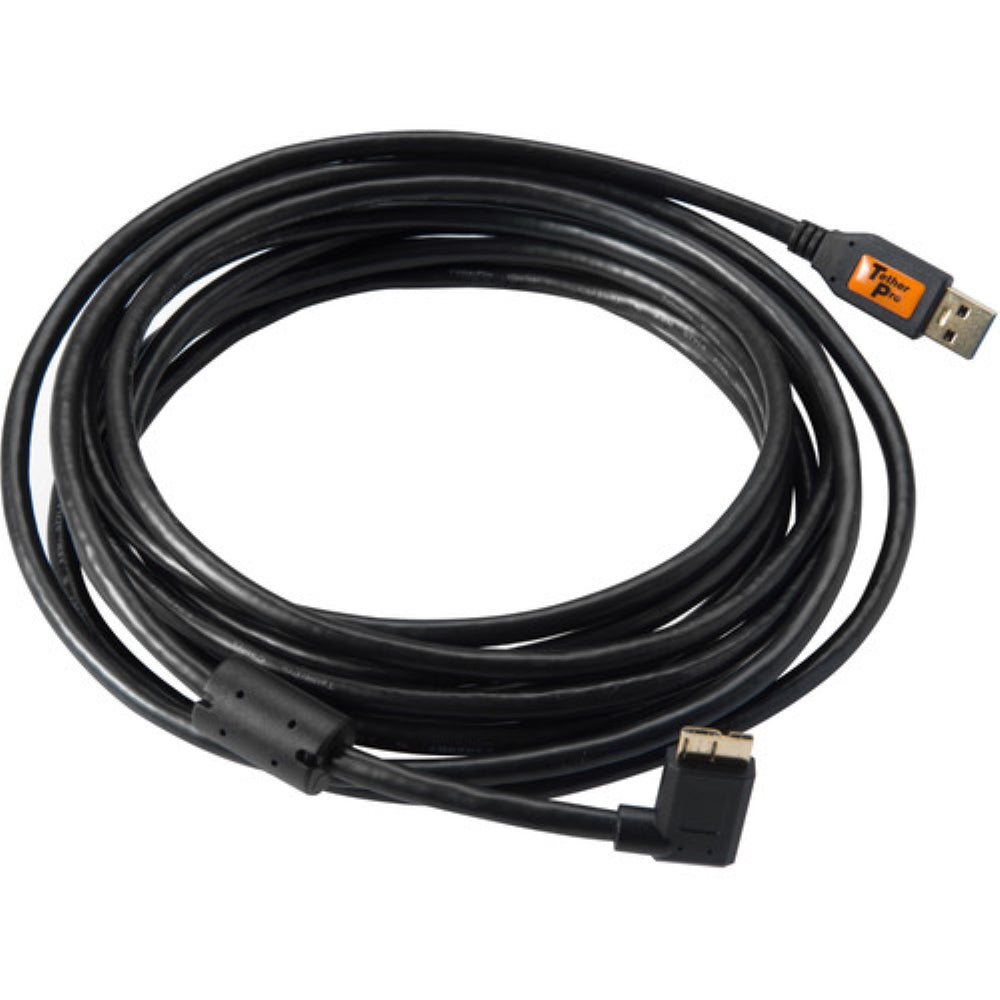 Tether Tools USB 3.0 Type-A Male to Micro-USB Right-Angle Male Cable | 15', Black