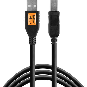 Tether Tools TetherPro USB 2.0 Type A Male to Type B Male Cable | 15', Black