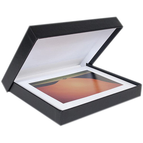 Archival Methods Onyx Portfolio Box | 5 x 7 x 1.4", Black Buckram with White Interior