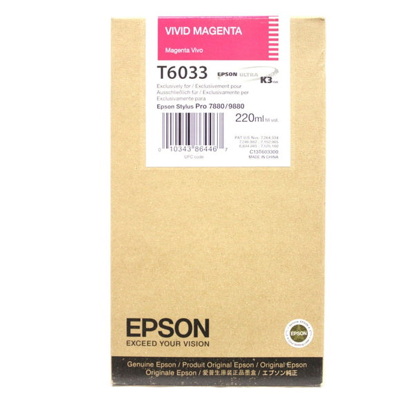 Epson T603300 Vivid Magenta UltraChrome K3 Ink Cartridge | 220 ml