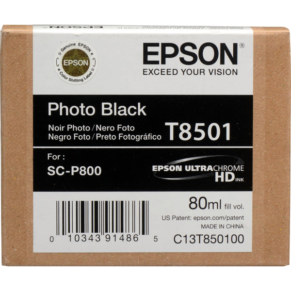 Epson T850100 UltraChrome HD Photo Black Ink Cartridge | 80 ml