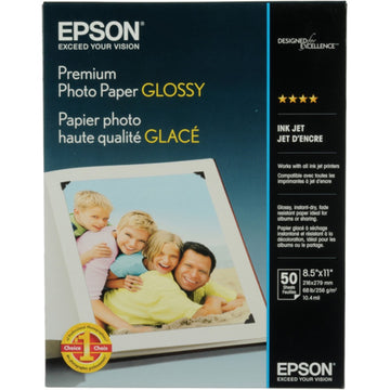 Epson Premium Photo Paper Glossy | 8.5 x 11", 50 Sheets