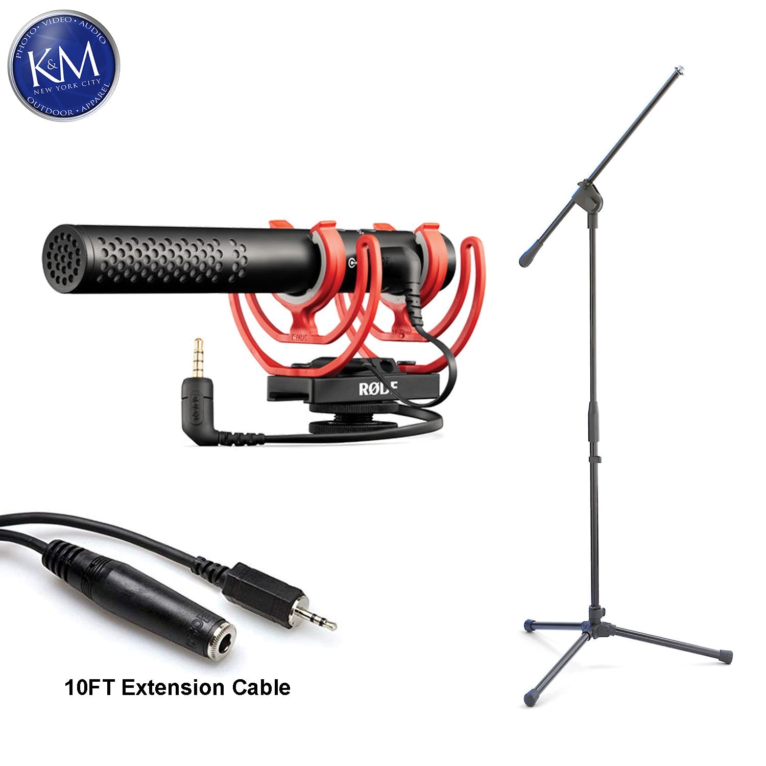RODE VideoMic Pro+ Camera-Mount Shotgun Microphone Kit with Micro Boompole,  Windshield, and Extension Cable