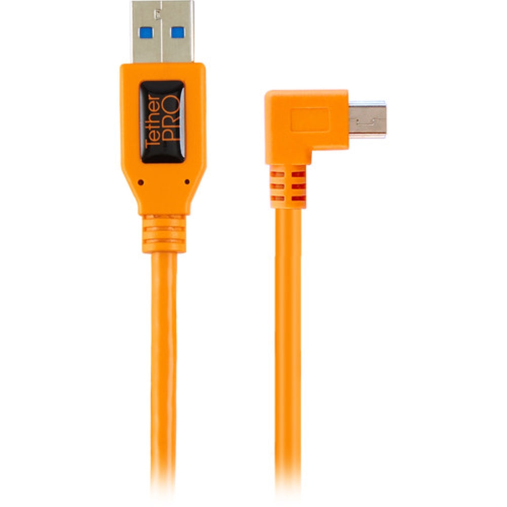 Tether Tools TetherPro USB 2.0 Type-A to 5-Pin Mini-USB Right Angle Adapter Cable | High Visibility Orange, 20"