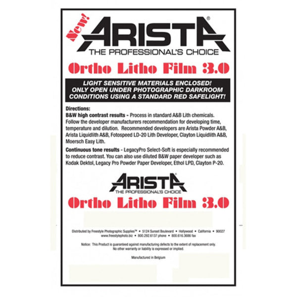 Arista Ortho Litho 3.0 Film | 4 x 5", 50 Sheets