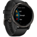 Garmin Venu 2 GPS Smartwatch | Slate Stainless Steel Bezel, Black Case, Silicone Band