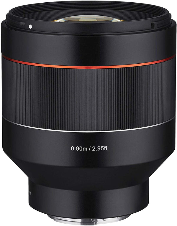 Rokinon 85mm f/1.4 Autofocus Full Frame Lens (for Sony Alpha E-Mount FE Camera) with Flash + Cleaning Kit