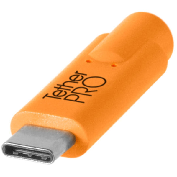 Tether Tools TetherPro USB Type-C Male to Micro-USB 3.0 Type B Male Cable | 15', Orange, Right-Angle
