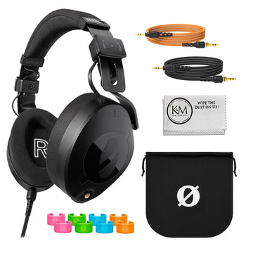 Rode NTH-100 Professional Over-Ear Headphones | Black + NTH-Cable (Orange, 3.9') + Microfiber Cleaning Cloth Bundle