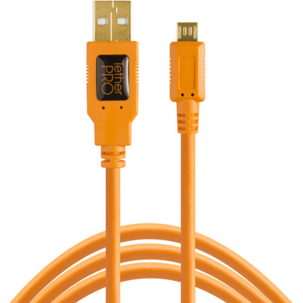 Tether Tools TetherPro USB 2.0 A Male to Micro-B 5-Pin Cable | 15', Orange