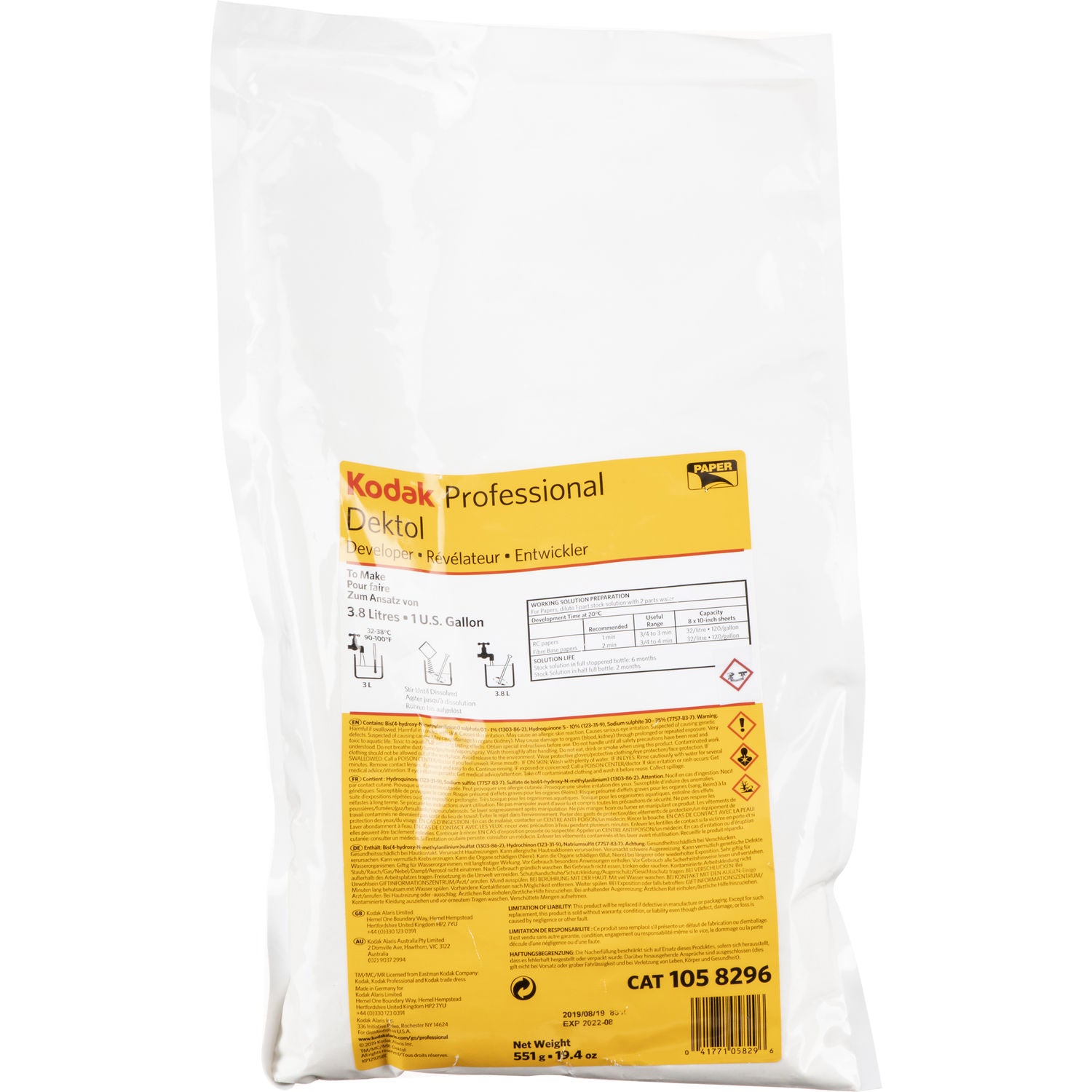 Kodak Professional Dektol Paper Developer | Powder - To Make 1 Gallon