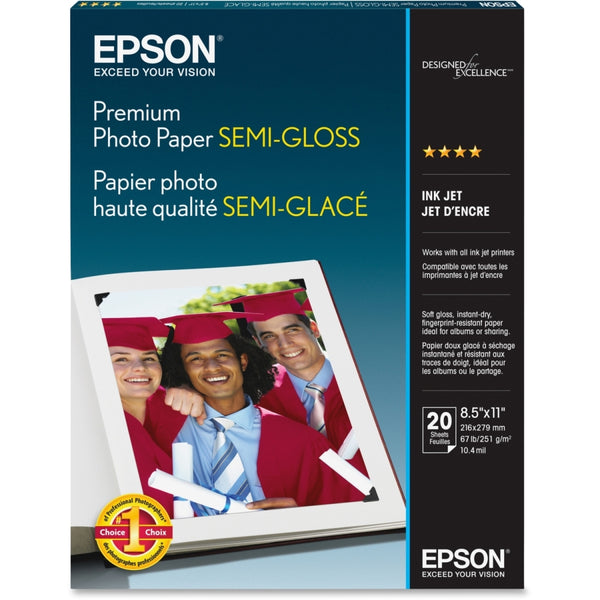 Epson Premium Photo Paper Semi-Gloss | 8.5 x 11", 20 Sheets