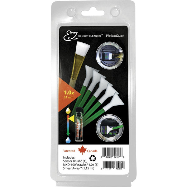 VisibleDust EZ Sensor Cleaning Kit PLUS with Smear Away, 5 Green 1.0x Vswabs and Sensor Brush