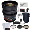 Rokinon 24mm T1.5 Cine ED AS IF UMC Lens | Sony A + 3-Piece Filter Set + Lens Pouch |Large + Photo Starter Kit + Cleaning Cloth Bundle