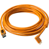 Tether Tools USB 3.0 Type-A Male to Micro-USB Right-Angle Male Cable | 15', Orange