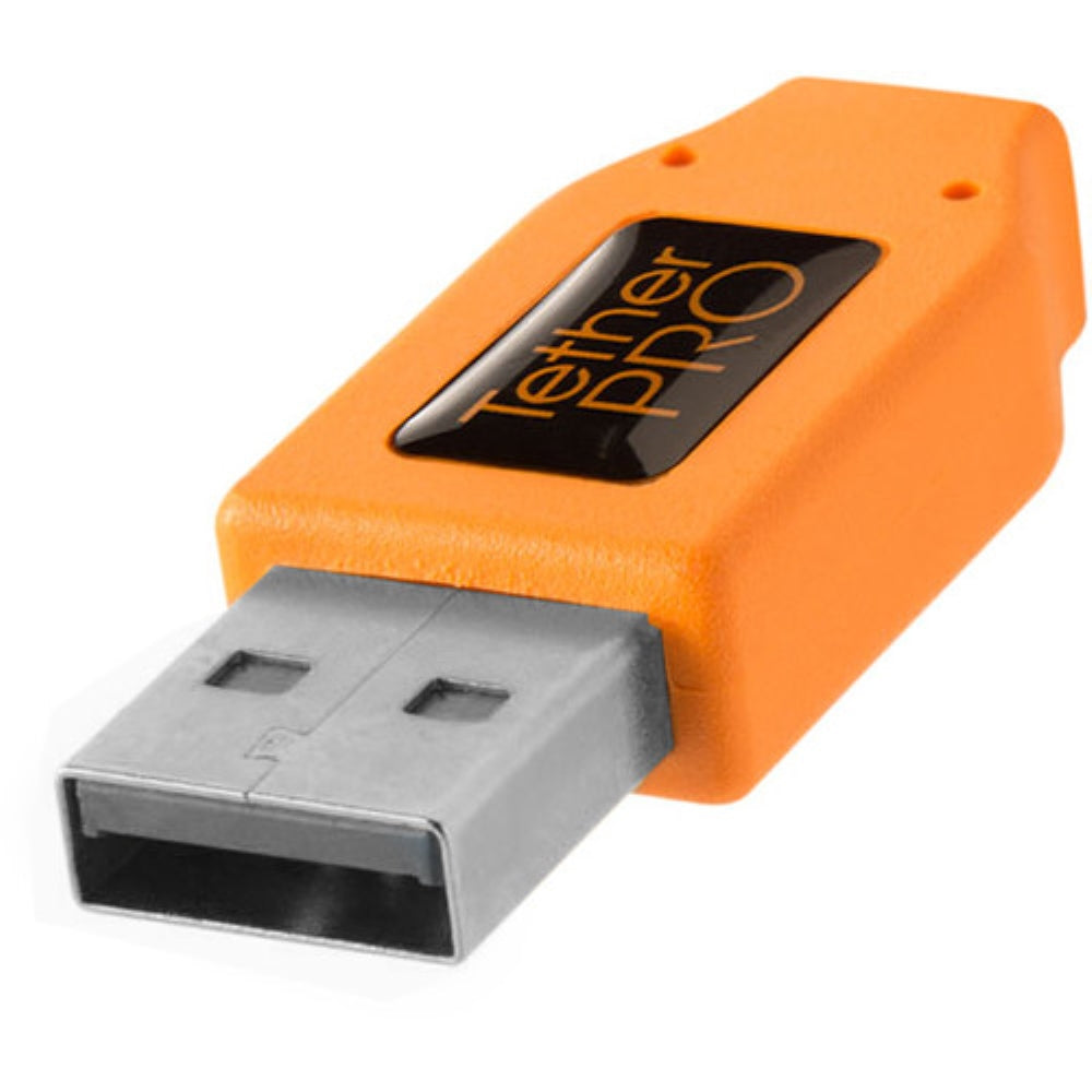 Tether Tools TetherPro USB 2.0 Type-A to 5-Pin Mini-USB Right Angle Adapter Cable | High Visibility Orange, 20"