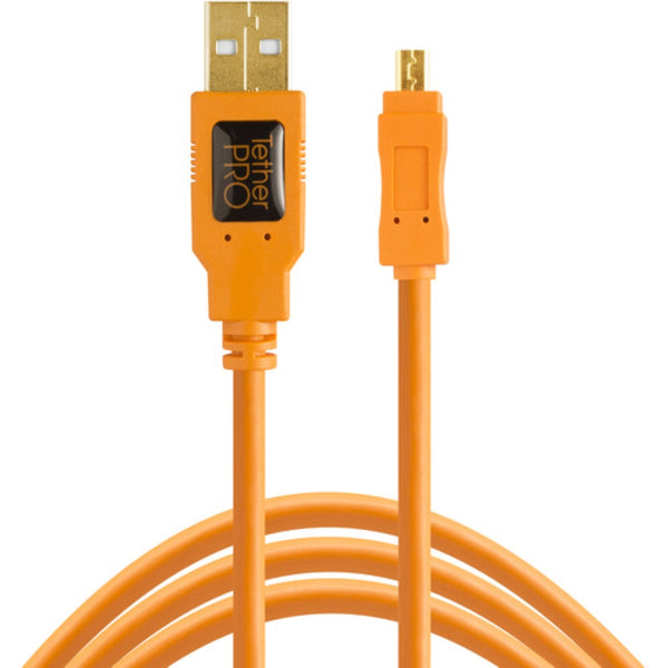 Tether Tools TetherPro USB 2.0 Type-A Male to Mini-B Male Cable | 15', Orange