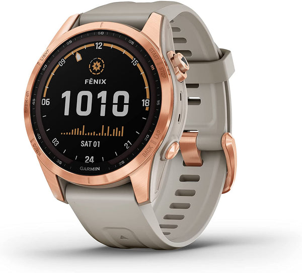 Garmin fenix 7S Solar Smartwatch | Rose Gold with Light Sand Band