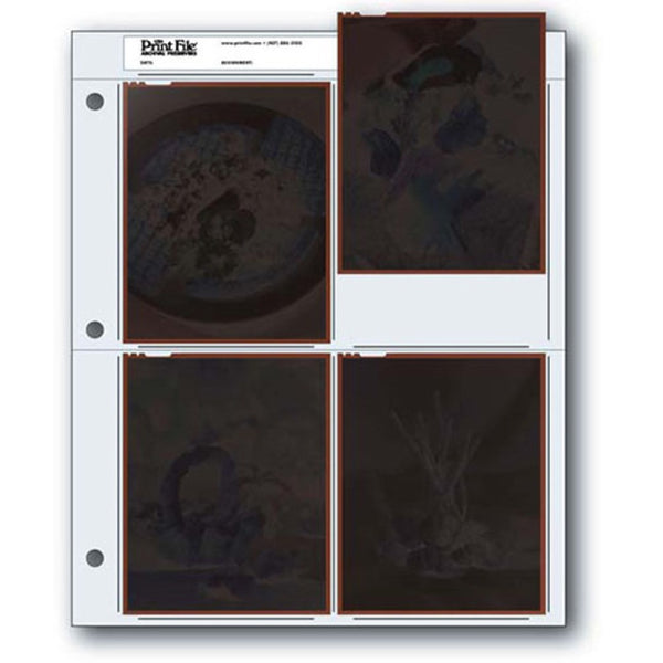 Print File Archival Storage Pages for Negatives or Transparencies | 4 x 5", 4 Pockets - 25 Pack