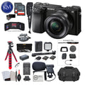 Sony Alpha a6100 Mirrorless Digital Camera with 16-50mm Lens with Premium Bundle: Includes – 12 Inch Tripod, Flash, Lens Filters, and Microphone