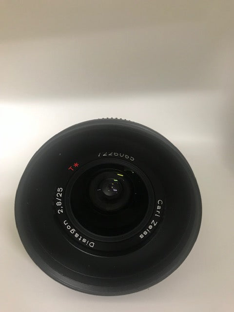 Used Contax Zeiss Distagon 25mm f/2.8 Lens for Canon EF Mount - Cine Modified - Declick - Used Very Good