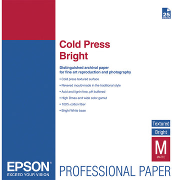 Epson Cold Press Bright Paper | 17 x 22", 25 Sheets