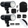 Profoto B10X Plus OCF Flash Duo Kit + Li-Ion Battery + 24in Umbrella | Black/White Bundle