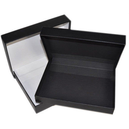 Archival Methods Onyx Portfolio Box | 5 x 7 x 1.4", Black Buckram with White Interior