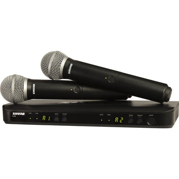 Shure BLX288/PG58 Dual-Channel Wireless Handheld Microphone System with PG58 Capsules | H10: 542 to 572 MHz