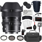 Sigma 20mm f/2 DG DN Contemporary Lens for Leica L + Lens Pouch | Large + Cleaning cloth + Photo Starter Kit + 3-Piece Filter Set (62mm UV/CPL/ND8)  + Camera bag Bundle