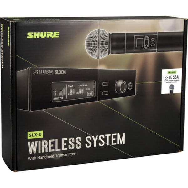Shure SLXD24/B58 Digital Wireless Handheld Microphone System with Beta 58A Capsule | J52: 558 to 602 + 614 to 616 MHz