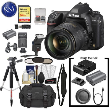 Nikon D780 DSLR Camera with 24-120mm Lens with 64GB Extreme SD Card, 6Pc Cleaning Kit, Large Tripod, Filter Set & Deluxe Bundle