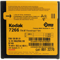 Kodak Tri-X Black-and-White Reversal Film #7266 | 16mm, 100' Roll, Single Perf