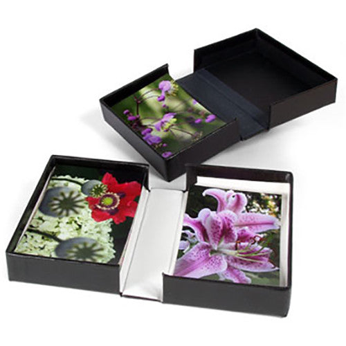 Archival Methods Onyx Portfolio Box | 5 x 7 x 1.4", Black Buckram with White Interior